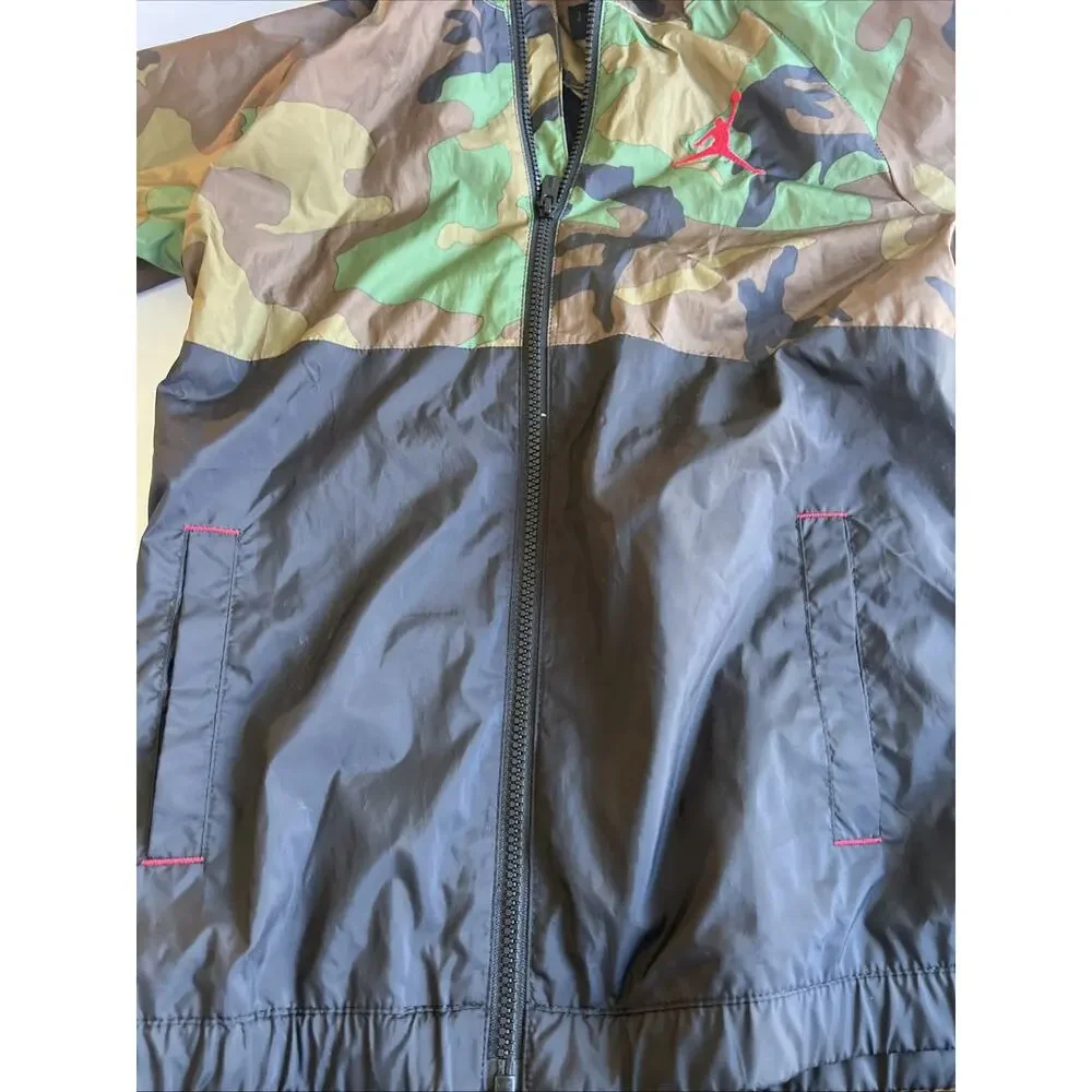 Air Jordan Jumpman Camo Full Zip Windbreaker Jacket Youth L (12-13) Hooded Retro